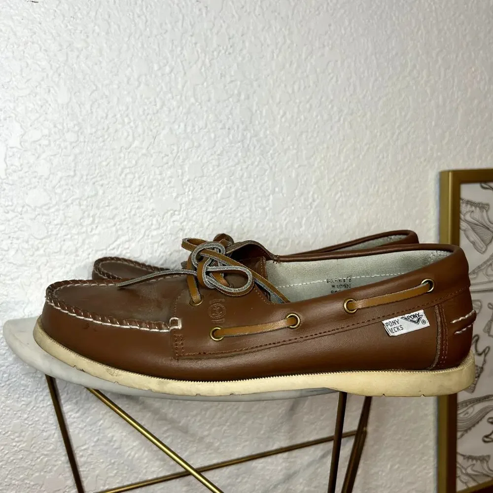 Pony Boat Decks Shoes Mens Size 7 Brown Loafer Preppy